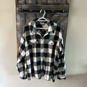 Women's Only Black and White Plaid Button-Up Shirt w/Side Pockets